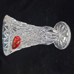 Miniature Footed Bohemia Crystal Bud Vase, Vintage 4"x2.25"